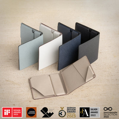 キャッシュレスに最適なミニ財布 |Hitoe® Fold Less - Etretat -| エトルタ海岸を映すフレンチカーフ
