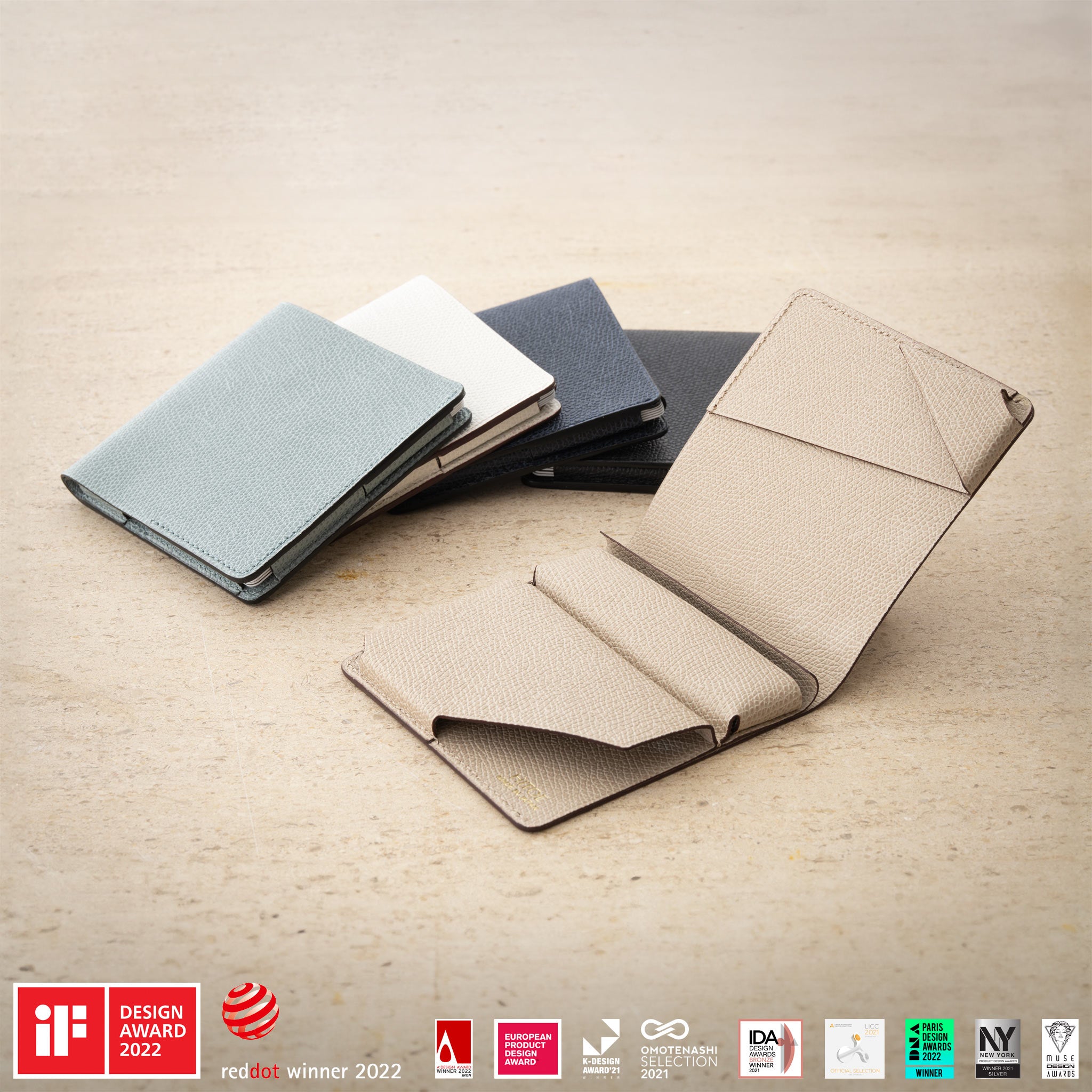 フレンチカーフのミニ財布 Hitoe® Fold Aria -　Etretat