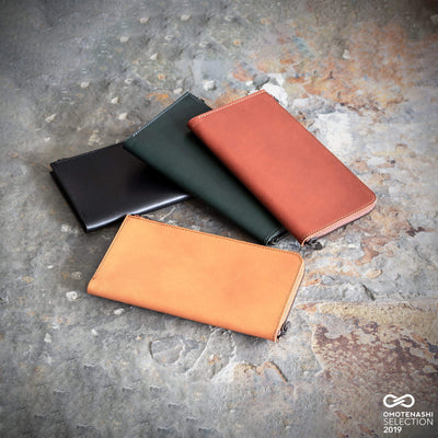 Small thin long wallet |Hitoe® L-zip L - Liscio - v.2021| Smooth leather with a deep color and luster